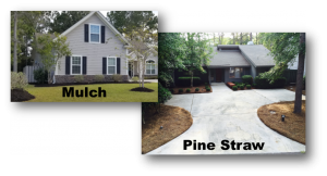 landscaping mulch and pine straw installation with Diamond Lawn care services